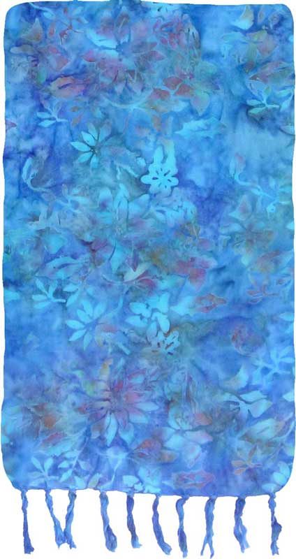 Turquoise-Blue Floral Sarong with Lavender Highlights Premium Batik Sarong