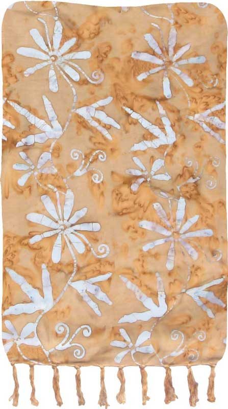 Tan 8 Petal Flower Premium Batik Sarong