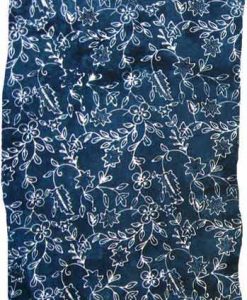 Deep Blue Teal & White Floral Artisan Batik Sarong