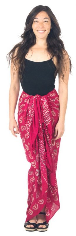 Sarong fen leaf batik red