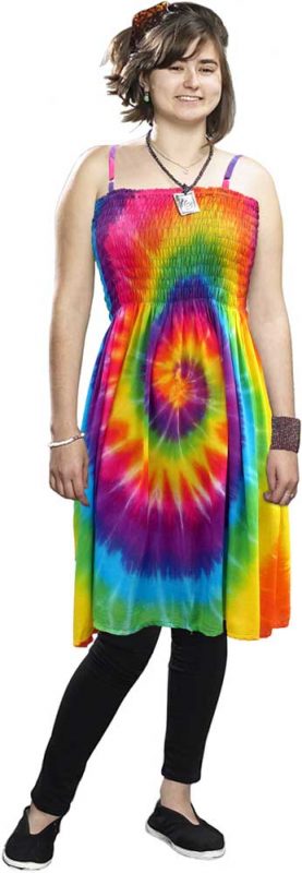 Adult Rainbow Spiral Tie Dye Dress, One Size