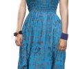 Elastic Bodice Spaghetti Strap Dress in Turquoise and Purple Batik, One Size