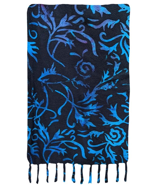 Black and Blue Roses Premium Batik Sarong