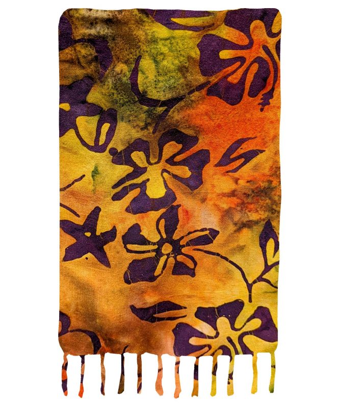 Gold Green and Purple Flowers Premium Batik Sarong
