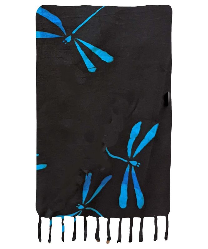 Blue and Turquoise Dragonfly Premium Batik Sarong